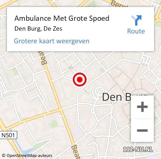 Locatie op kaart van de 112 melding: Ambulance Met Grote Spoed Naar Den Burg, De Zes op 5 oktober 2023 13:16