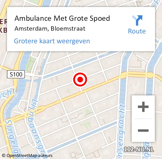 Locatie op kaart van de 112 melding: Ambulance Met Grote Spoed Naar Amsterdam, Bloemstraat op 5 oktober 2023 13:47