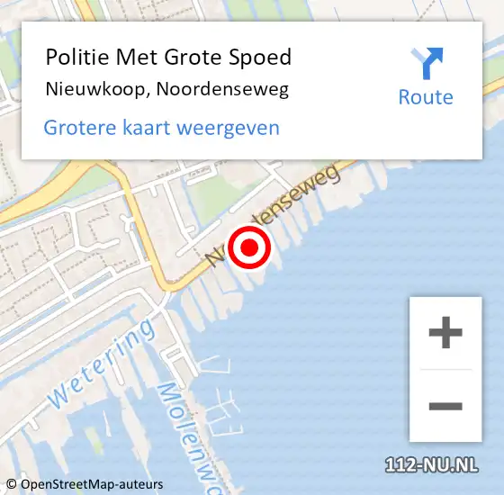 Locatie op kaart van de 112 melding: Politie Met Grote Spoed Naar Nieuwkoop, Noordenseweg op 5 oktober 2023 15:49