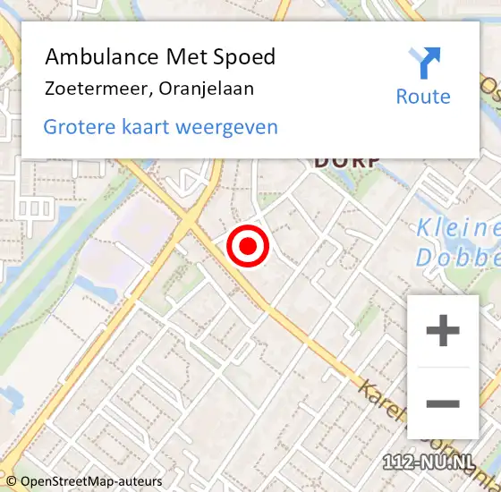 Locatie op kaart van de 112 melding: Ambulance Met Spoed Naar Zoetermeer, Oranjelaan op 5 oktober 2023 16:34