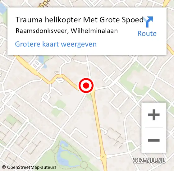 Locatie op kaart van de 112 melding: Trauma helikopter Met Grote Spoed Naar Raamsdonksveer, Wilhelminalaan op 5 oktober 2023 17:12