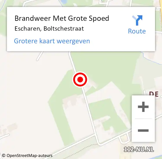 Locatie op kaart van de 112 melding: Brandweer Met Grote Spoed Naar Escharen, Boltschestraat op 5 oktober 2023 20:17