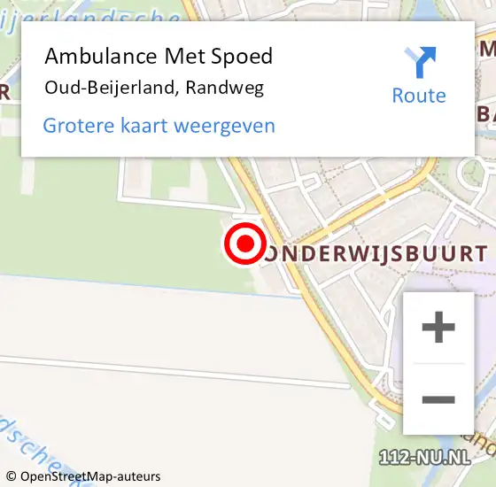 Locatie op kaart van de 112 melding: Ambulance Met Spoed Naar Oud-Beijerland, Randweg op 5 oktober 2023 20:18
