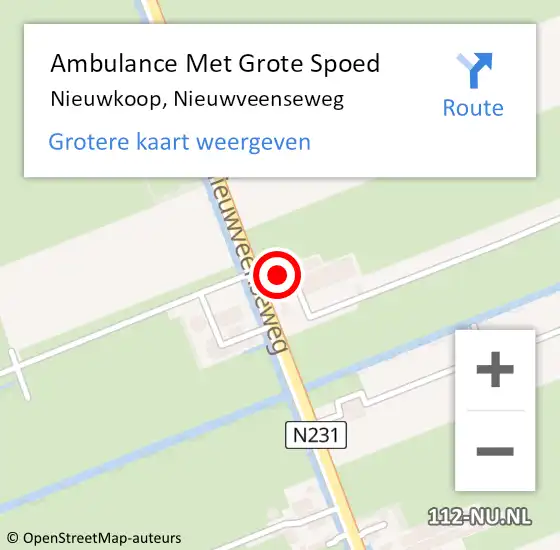 Locatie op kaart van de 112 melding: Ambulance Met Grote Spoed Naar Nieuwkoop, Nieuwveenseweg op 5 oktober 2023 22:34
