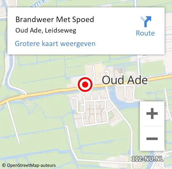 Locatie op kaart van de 112 melding: Brandweer Met Spoed Naar Oud Ade, Leidseweg op 5 oktober 2023 23:02