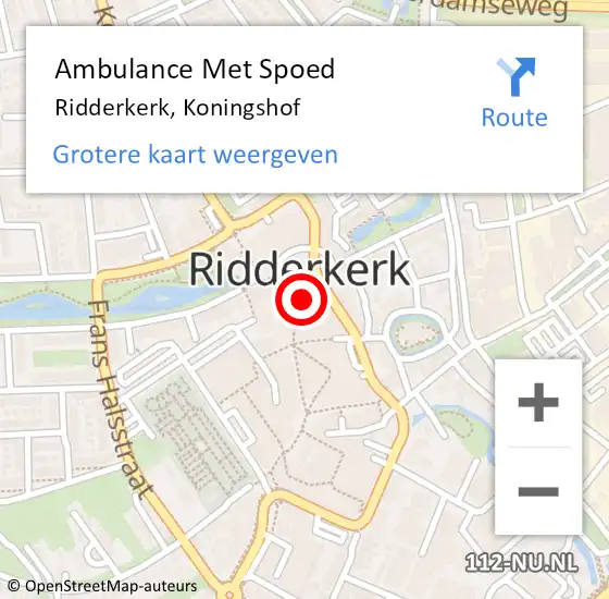 Locatie op kaart van de 112 melding: Ambulance Met Spoed Naar Ridderkerk, Koningshof op 5 oktober 2023 23:26