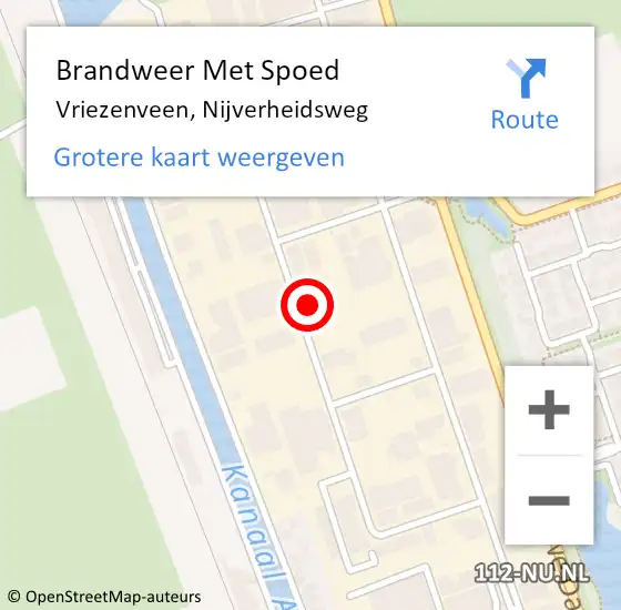 Locatie op kaart van de 112 melding: Brandweer Met Spoed Naar Vriezenveen, Nijverheidsweg op 5 oktober 2023 23:41