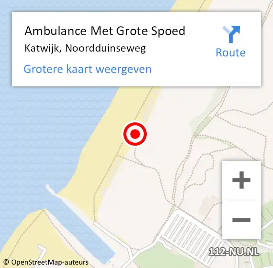 Locatie op kaart van de 112 melding: Ambulance Met Grote Spoed Naar Katwijk, Noordduinseweg op 6 oktober 2023 01:53