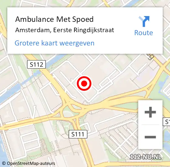 Locatie op kaart van de 112 melding: Ambulance Met Spoed Naar Amsterdam, Eerste Ringdijkstraat op 6 oktober 2023 01:55