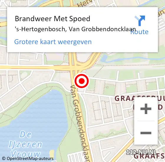 Locatie op kaart van de 112 melding: Brandweer Met Spoed Naar 's-Hertogenbosch, Van Grobbendoncklaan op 6 oktober 2023 05:16