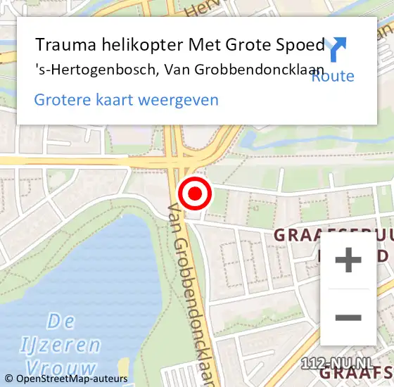 Locatie op kaart van de 112 melding: Trauma helikopter Met Grote Spoed Naar 's-Hertogenbosch, Van Grobbendoncklaan op 6 oktober 2023 06:01