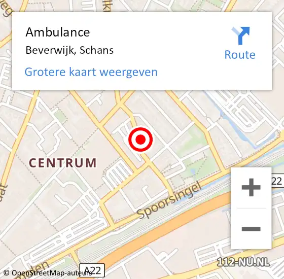 Locatie op kaart van de 112 melding: Ambulance Beverwijk, Schans op 6 oktober 2023 06:38