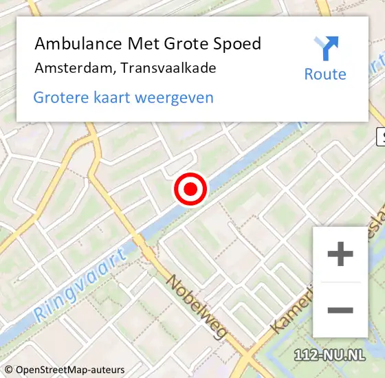 Locatie op kaart van de 112 melding: Ambulance Met Grote Spoed Naar Amsterdam, Transvaalkade op 6 oktober 2023 07:49