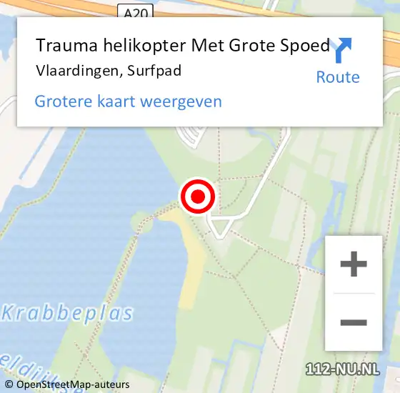 Locatie op kaart van de 112 melding: Trauma helikopter Met Grote Spoed Naar Vlaardingen, Surfpad op 6 oktober 2023 09:13