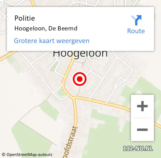 Locatie op kaart van de 112 melding: Politie Hoogeloon, De Beemd op 6 oktober 2023 09:26