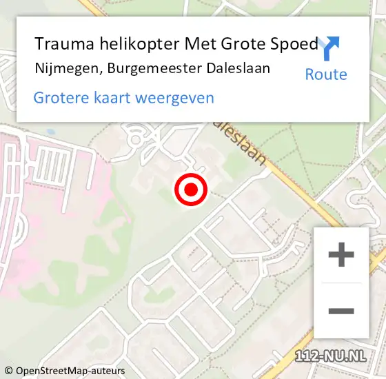 Locatie op kaart van de 112 melding: Trauma helikopter Met Grote Spoed Naar Nijmegen, Burgemeester Daleslaan op 6 oktober 2023 09:41