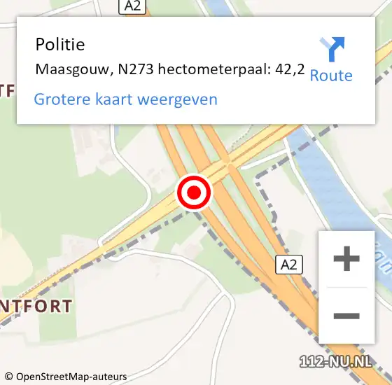 Locatie op kaart van de 112 melding: Politie Maasgouw, N273 hectometerpaal: 42,2 op 6 oktober 2023 11:22