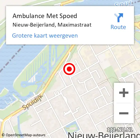 Locatie op kaart van de 112 melding: Ambulance Met Spoed Naar Nieuw-Beijerland, Maximastraat op 6 oktober 2023 11:43