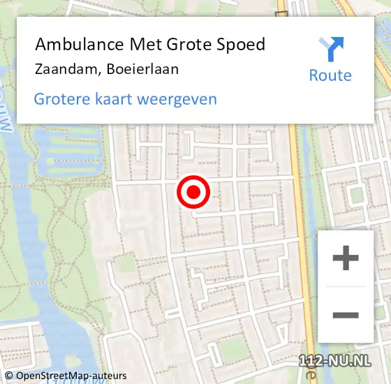 Locatie op kaart van de 112 melding: Ambulance Met Grote Spoed Naar Zaandam, Boeierlaan op 6 oktober 2023 12:20