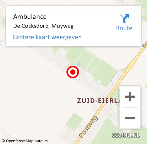 Locatie op kaart van de 112 melding: Ambulance De Cocksdorp, Muyweg op 6 oktober 2023 12:52
