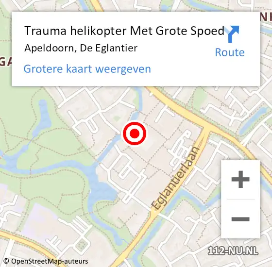 Locatie op kaart van de 112 melding: Trauma helikopter Met Grote Spoed Naar Apeldoorn, De Eglantier op 6 oktober 2023 12:58