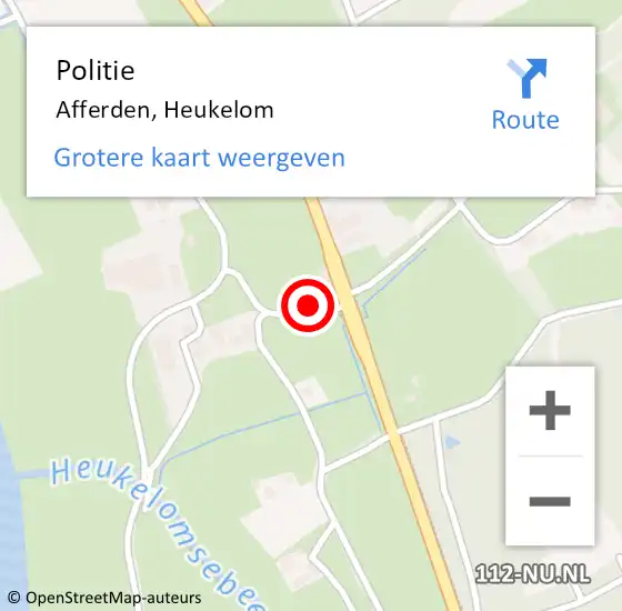 Locatie op kaart van de 112 melding: Politie Afferden, Heukelom op 6 oktober 2023 13:48