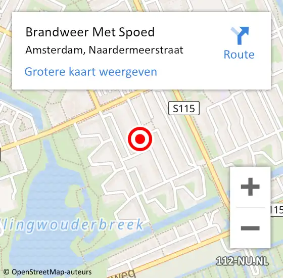 Locatie op kaart van de 112 melding: Brandweer Met Spoed Naar Amsterdam, Naardermeerstraat op 6 oktober 2023 14:24
