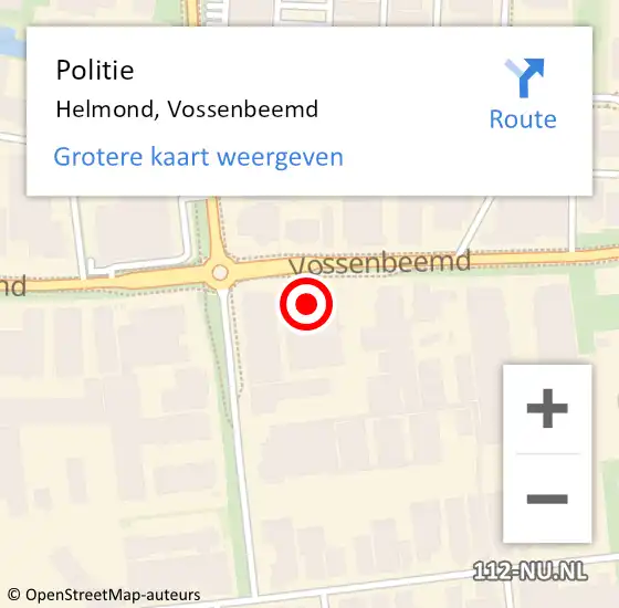 Locatie op kaart van de 112 melding: Politie Helmond, Vossenbeemd op 6 oktober 2023 14:28