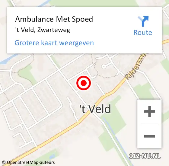 Locatie op kaart van de 112 melding: Ambulance Met Spoed Naar 't Veld, Zwarteweg op 6 oktober 2023 15:12