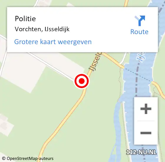 Locatie op kaart van de 112 melding: Politie Vorchten, IJsseldijk op 6 oktober 2023 15:57
