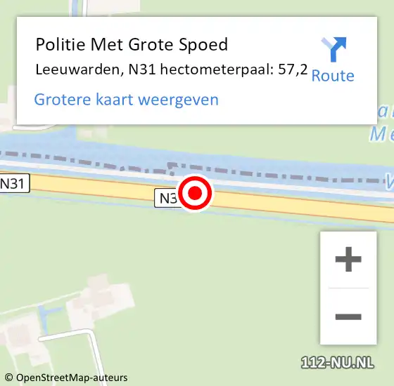 Locatie op kaart van de 112 melding: Politie Met Grote Spoed Naar Leeuwarden, N31 hectometerpaal: 57,2 op 6 oktober 2023 16:01