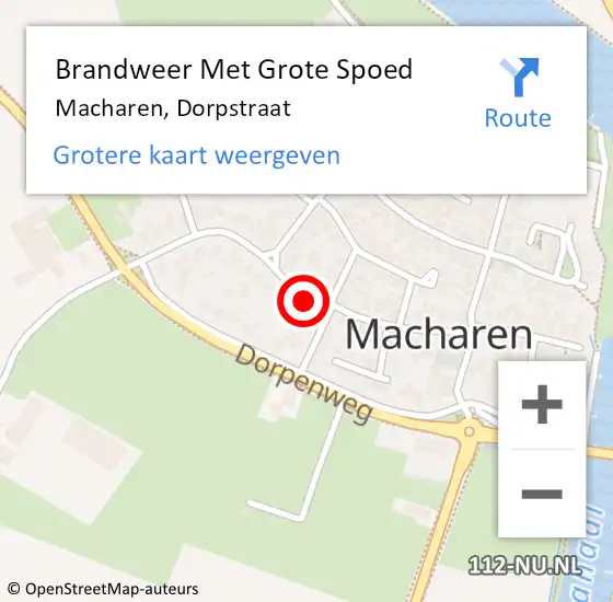 Locatie op kaart van de 112 melding: Brandweer Met Grote Spoed Naar Macharen, Dorpstraat op 6 oktober 2023 16:53
