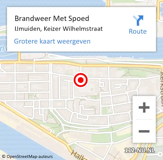 Locatie op kaart van de 112 melding: Brandweer Met Spoed Naar IJmuiden, Keizer Wilhelmstraat op 6 oktober 2023 18:29
