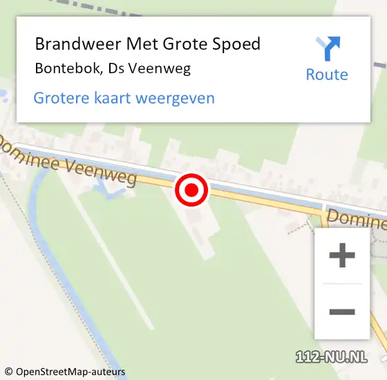 Locatie op kaart van de 112 melding: Brandweer Met Grote Spoed Naar Bontebok, Ds Veenweg op 10 september 2014 17:57