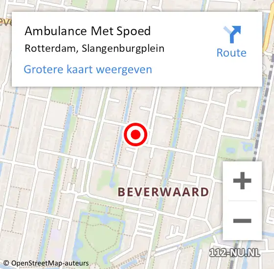 Locatie op kaart van de 112 melding: Ambulance Met Spoed Naar Rotterdam, Slangenburgplein op 6 oktober 2023 20:14