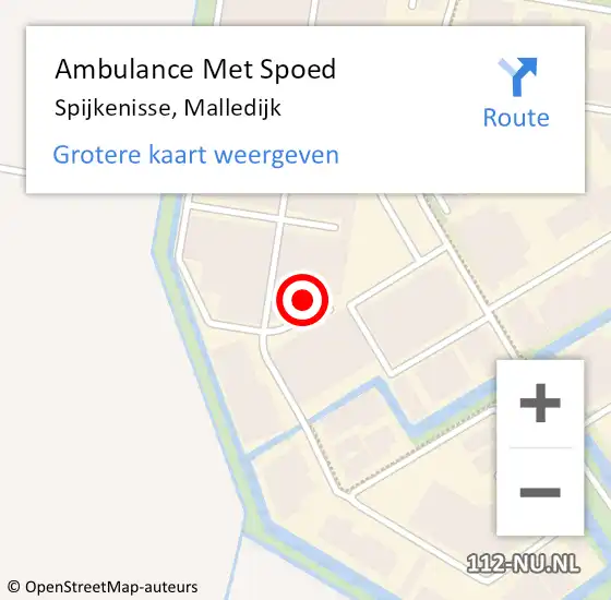 Locatie op kaart van de 112 melding: Ambulance Met Spoed Naar Spijkenisse, Malledijk op 6 oktober 2023 20:55