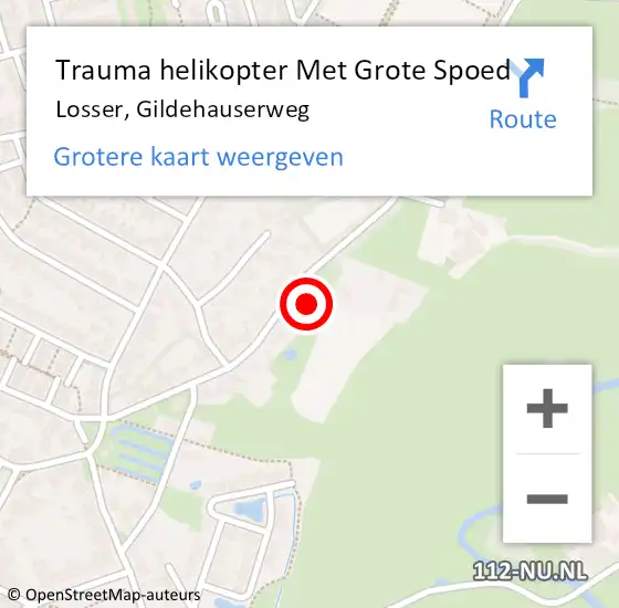 Locatie op kaart van de 112 melding: Trauma helikopter Met Grote Spoed Naar Losser, Gildehauserweg op 6 oktober 2023 21:38