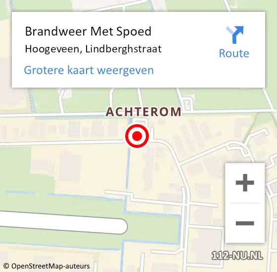 Locatie op kaart van de 112 melding: Brandweer Met Spoed Naar Hoogeveen, Lindberghstraat op 6 oktober 2023 22:43