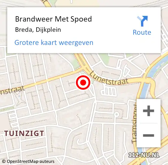Locatie op kaart van de 112 melding: Brandweer Met Spoed Naar Breda, Dijkplein op 6 oktober 2023 22:56