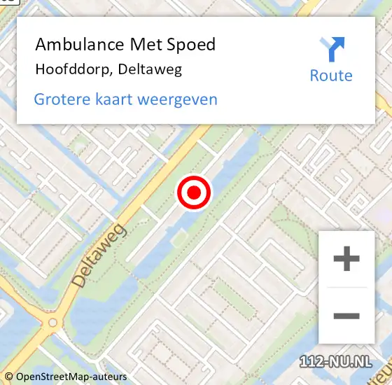 Locatie op kaart van de 112 melding: Ambulance Met Spoed Naar Hoofddorp, Deltaweg op 6 oktober 2023 22:57