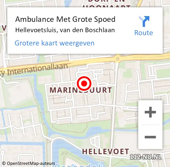 Locatie op kaart van de 112 melding: Ambulance Met Grote Spoed Naar Hellevoetsluis, van den Boschlaan op 7 oktober 2023 00:55