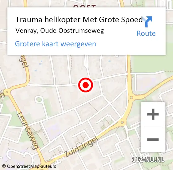 Locatie op kaart van de 112 melding: Trauma helikopter Met Grote Spoed Naar Venray, Oude Oostrumseweg op 7 oktober 2023 07:46