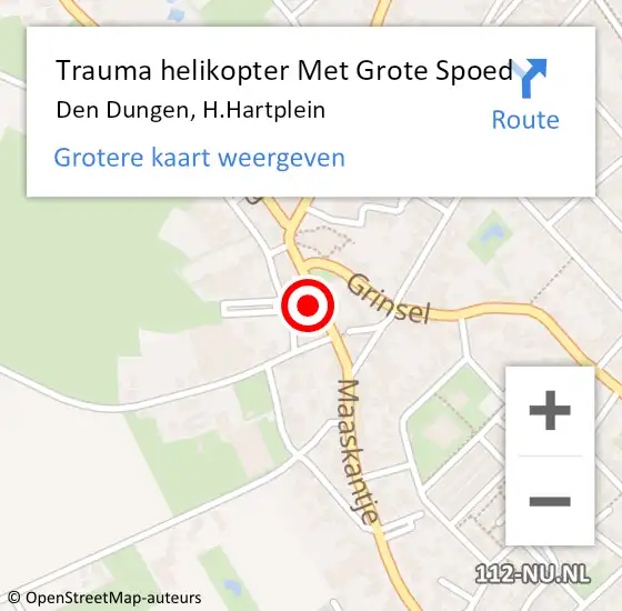 Locatie op kaart van de 112 melding: Trauma helikopter Met Grote Spoed Naar Den Dungen, H.Hartplein op 7 oktober 2023 08:29