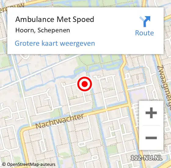 Locatie op kaart van de 112 melding: Ambulance Met Spoed Naar Hoorn, Schepenen op 7 oktober 2023 09:44