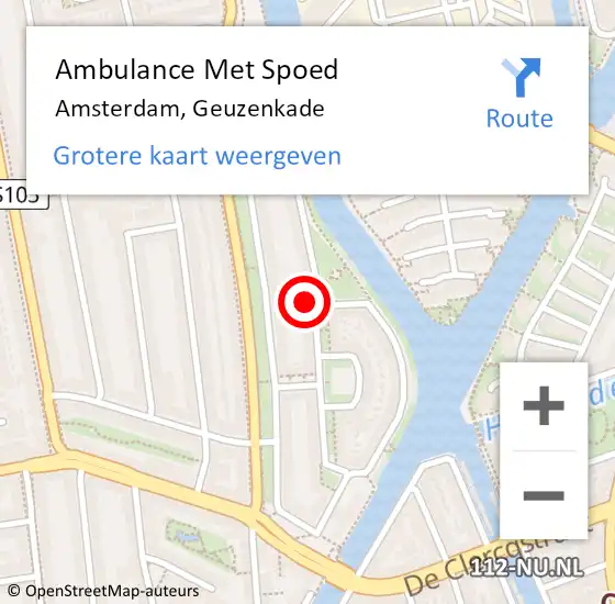 Locatie op kaart van de 112 melding: Ambulance Met Spoed Naar Amsterdam, Geuzenkade op 7 oktober 2023 09:59