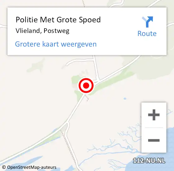 Locatie op kaart van de 112 melding: Politie Met Grote Spoed Naar Vlieland, Postweg op 7 oktober 2023 10:55