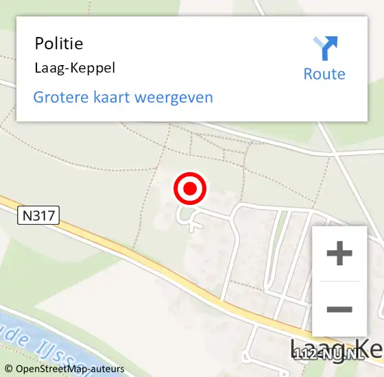 Locatie op kaart van de 112 melding: Politie Laag-Keppel op 7 oktober 2023 11:15