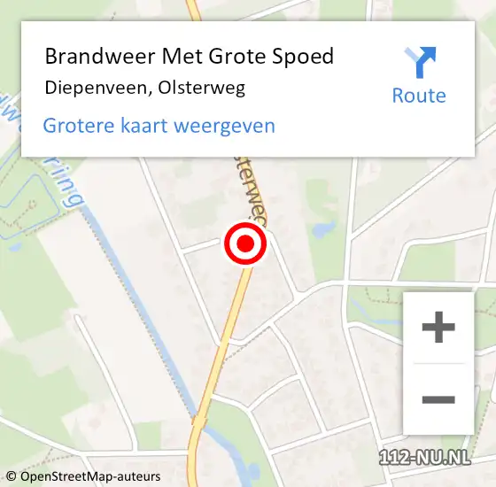 Locatie op kaart van de 112 melding: Brandweer Met Grote Spoed Naar Diepenveen, Olsterweg op 7 oktober 2023 11:41