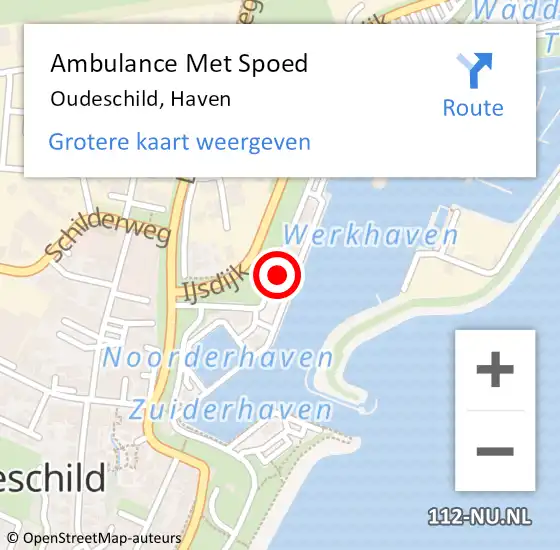 Locatie op kaart van de 112 melding: Ambulance Met Spoed Naar Oudeschild, Haven op 7 oktober 2023 11:53