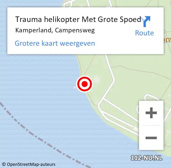 Locatie op kaart van de 112 melding: Trauma helikopter Met Grote Spoed Naar Kamperland, Campensweg op 7 oktober 2023 11:54